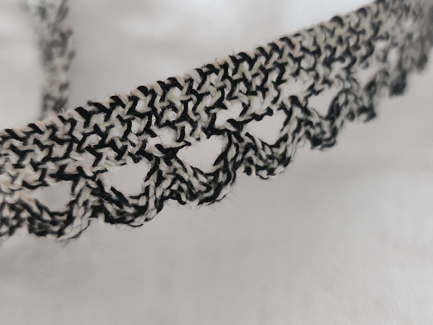 Dentelle vintage blanc noir coton 3 métres sur 1,4 cm A6