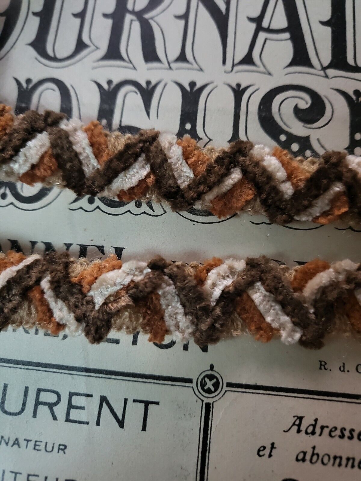 Galon camaïeu marron chenille original 2 mètres / 1,5 cm moderne bordure A2