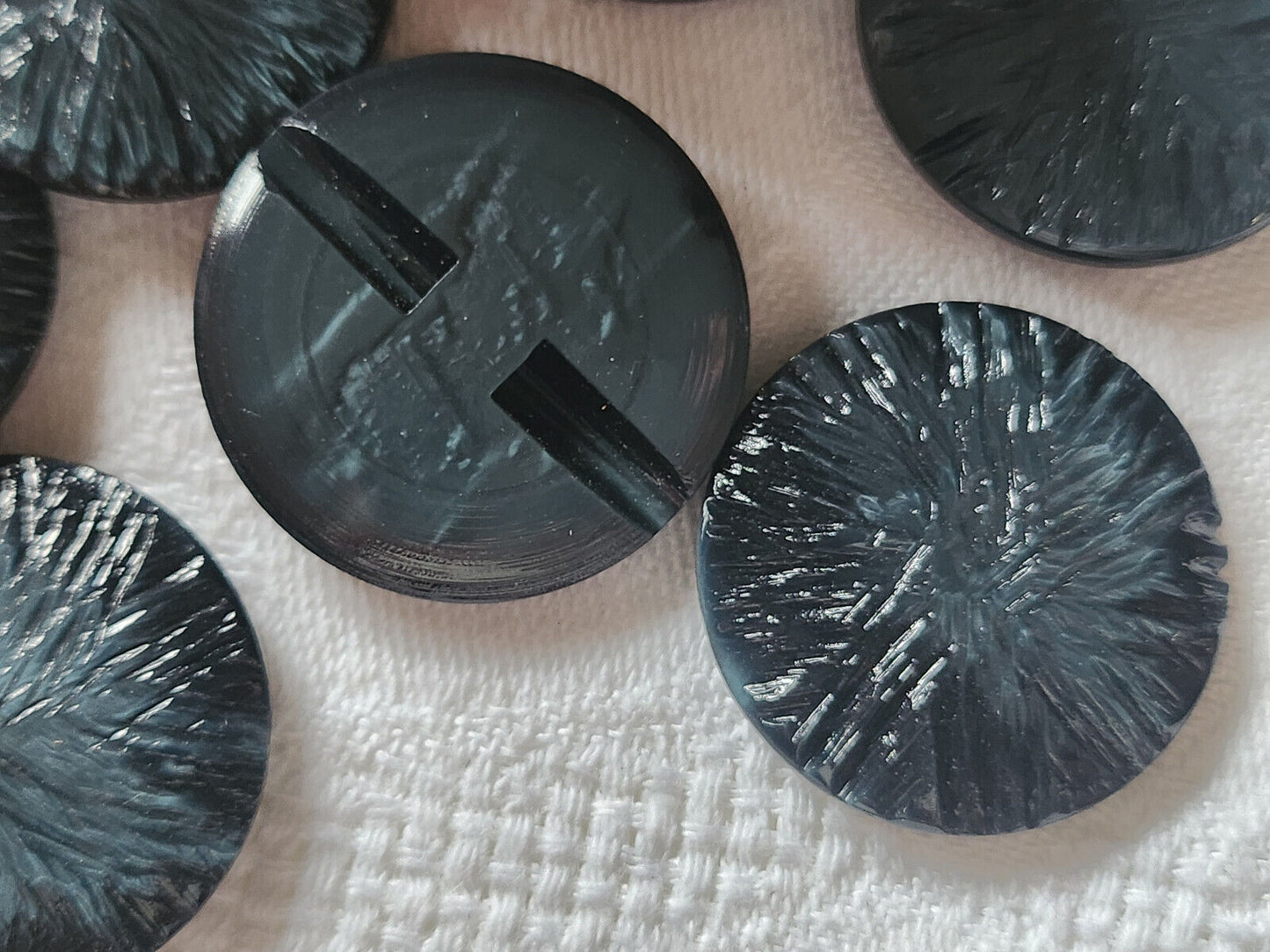 Lot 6 gros boutons vintage bleu texturisé pied 2,7 cm manteaux ref 2693