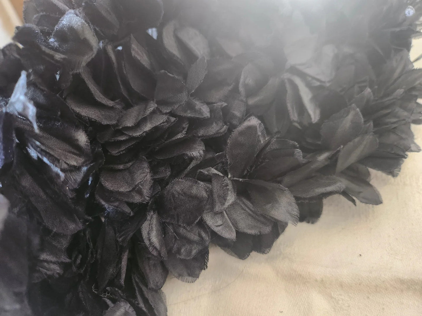 Galon vintage noir froufrous fleur petale 1 m 90 large B3