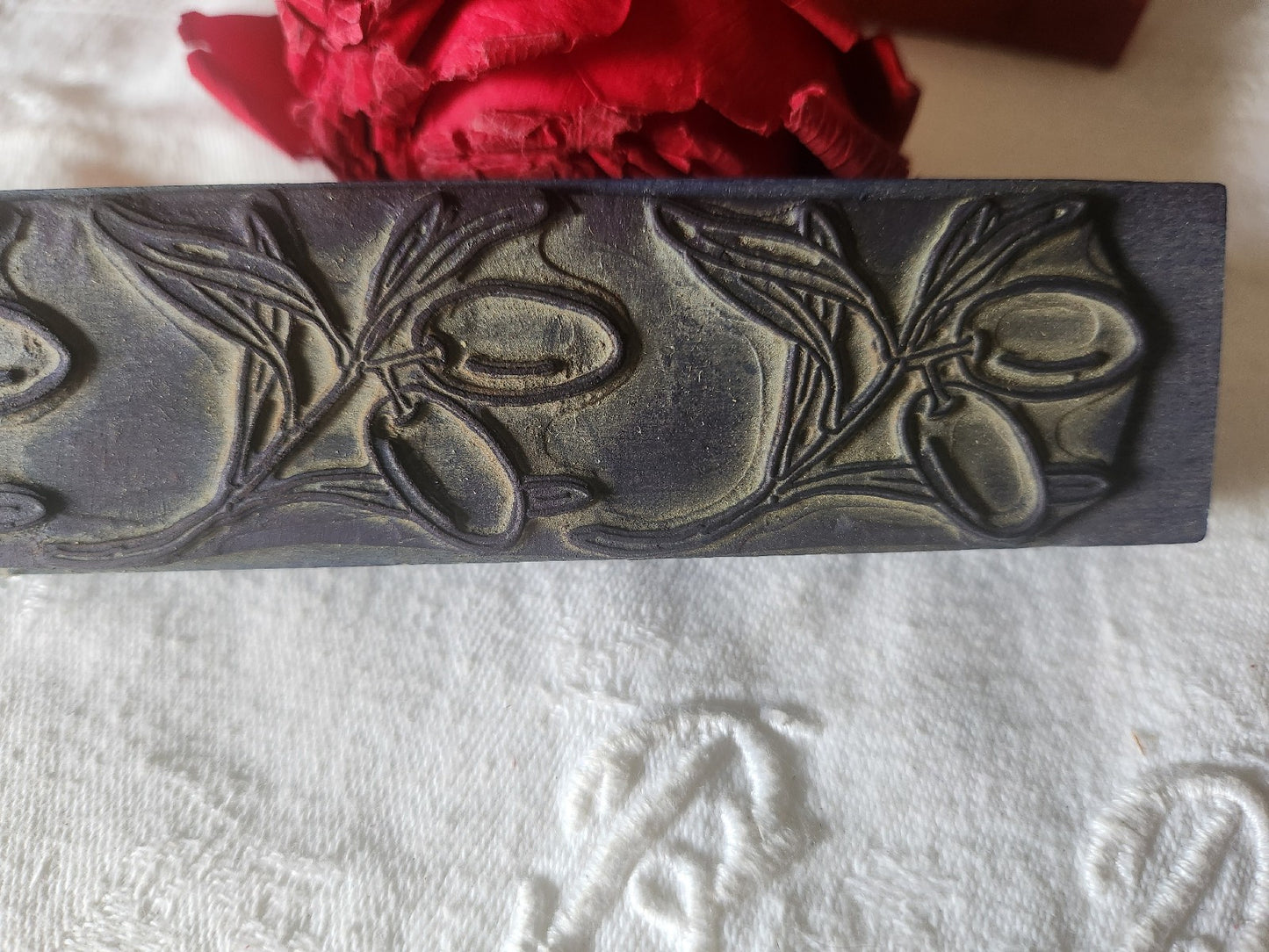Tampon ancien frise idéale broderie frise prune 16 cm n°53-2
