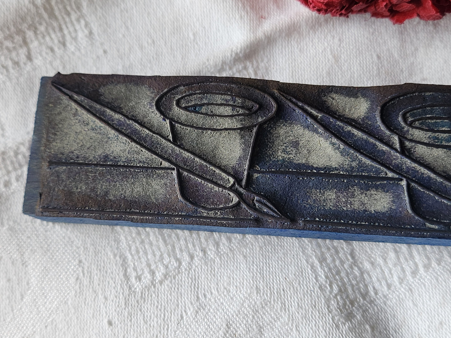 Tampon ancien frise idéale broderie encre collection 16 cm n°51
