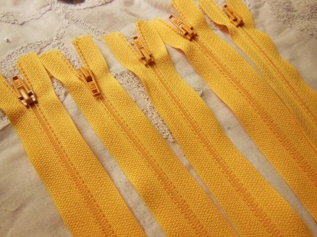 Lot 5 fermetures éclairs jaune orangé 20 cm non- séparable A 32