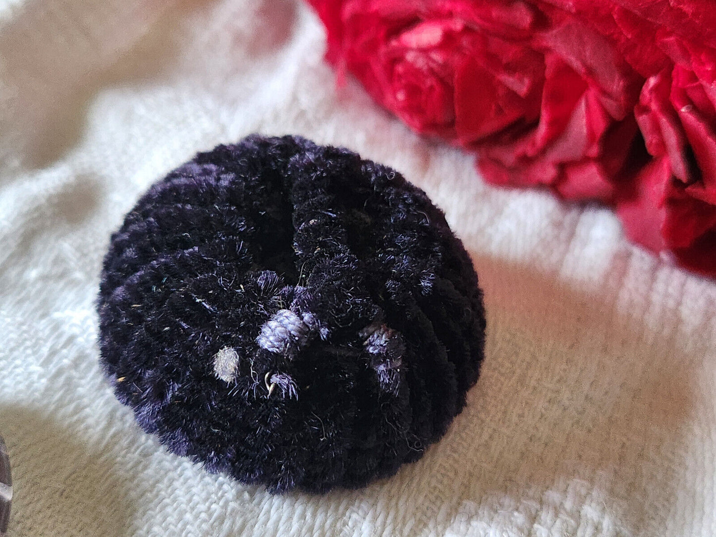 Haute couture gros bouton ancien doudou bleu passementerie 3,3 cm G3C