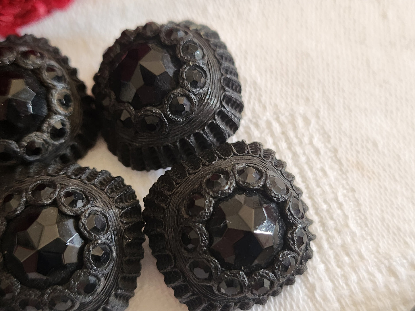 Lot 6 boutons vintage parurier resine strass pied 2,1 cm ref 215
