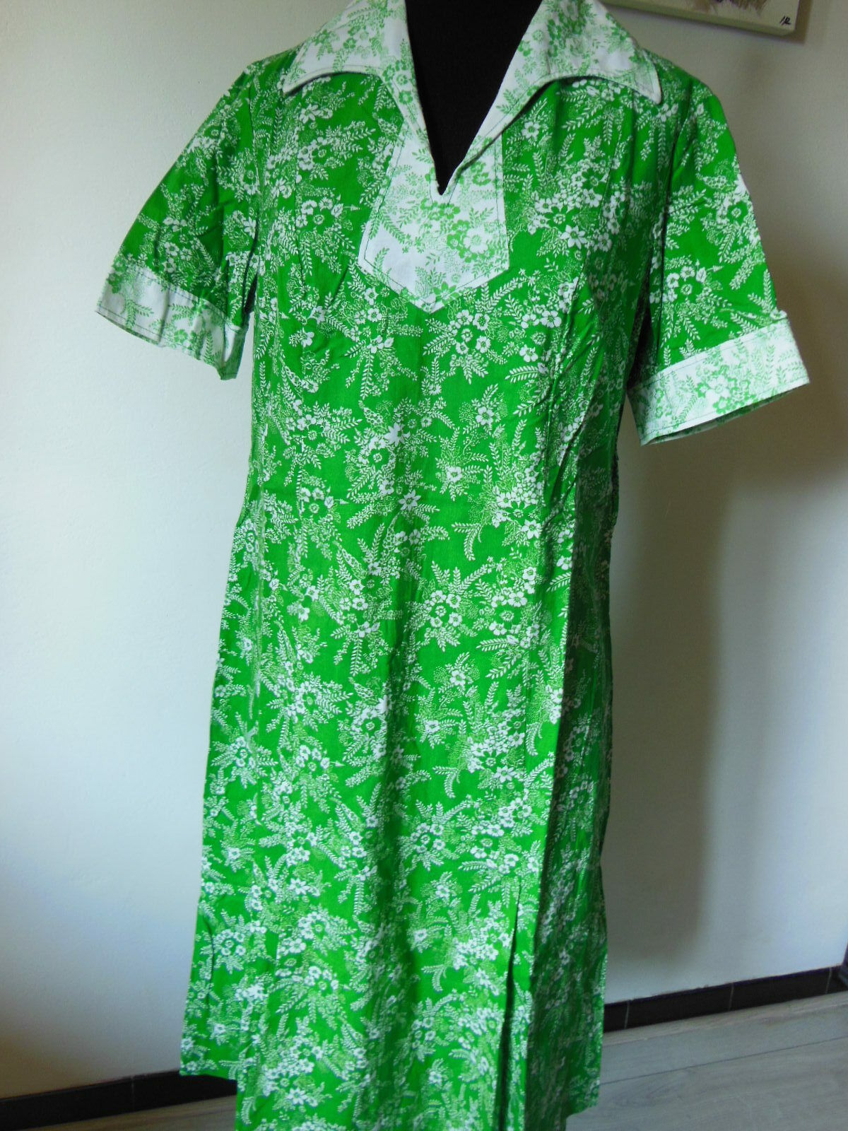 Pur vintage robe ancienne coton imprimé fleur 40 ? B5