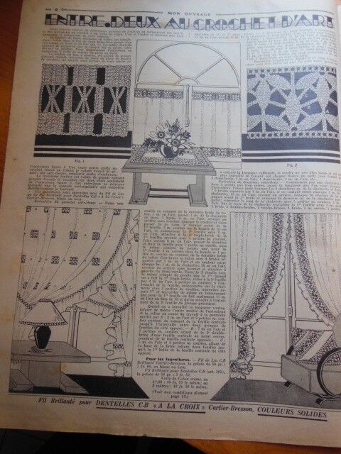 Mon ouvrage 1936 n°332 pour égayer la cuisine, lingerie, jour à fil tirés
