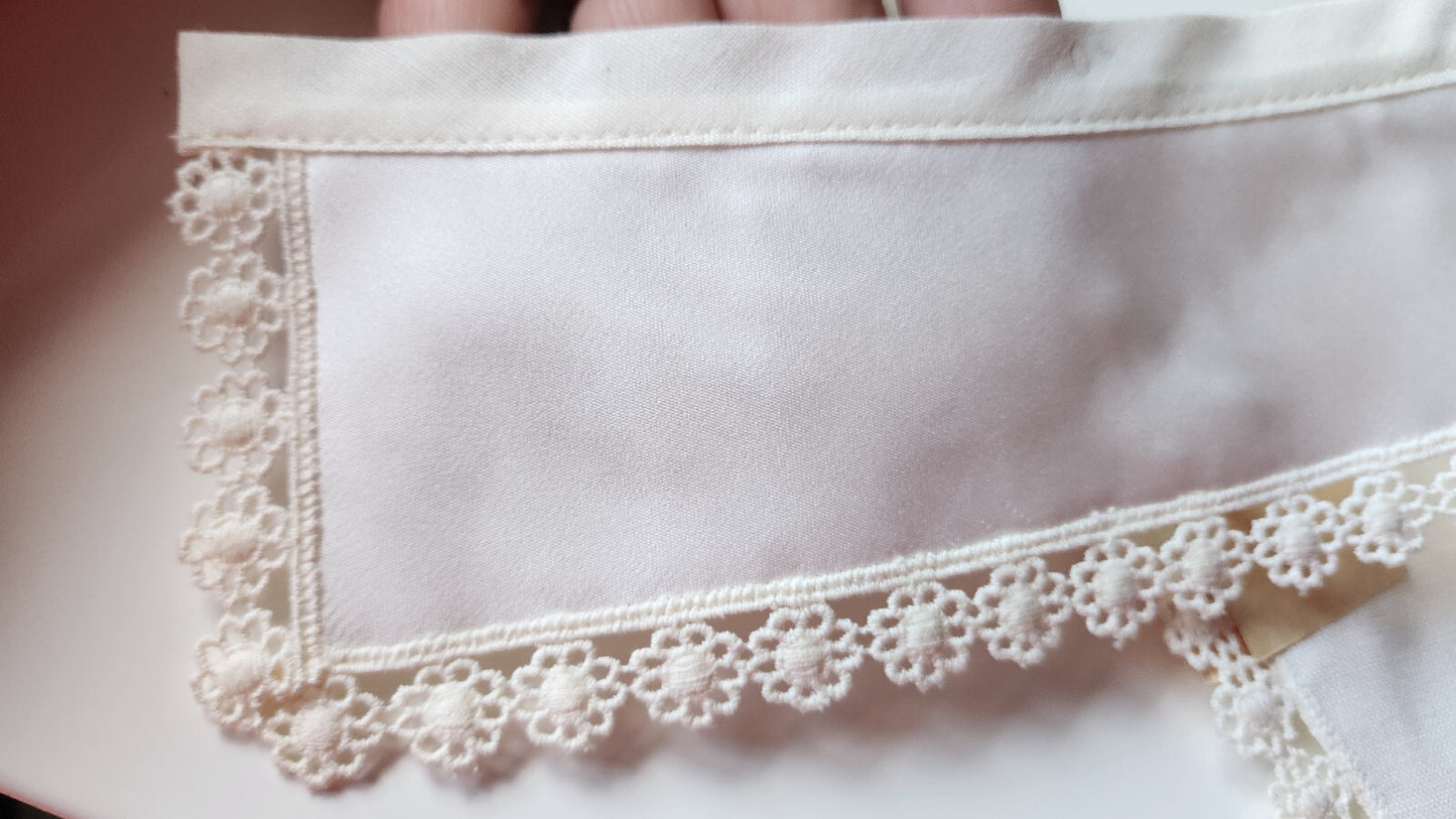 Ancien col tissu blanc tramée dentelle vintage B1-42