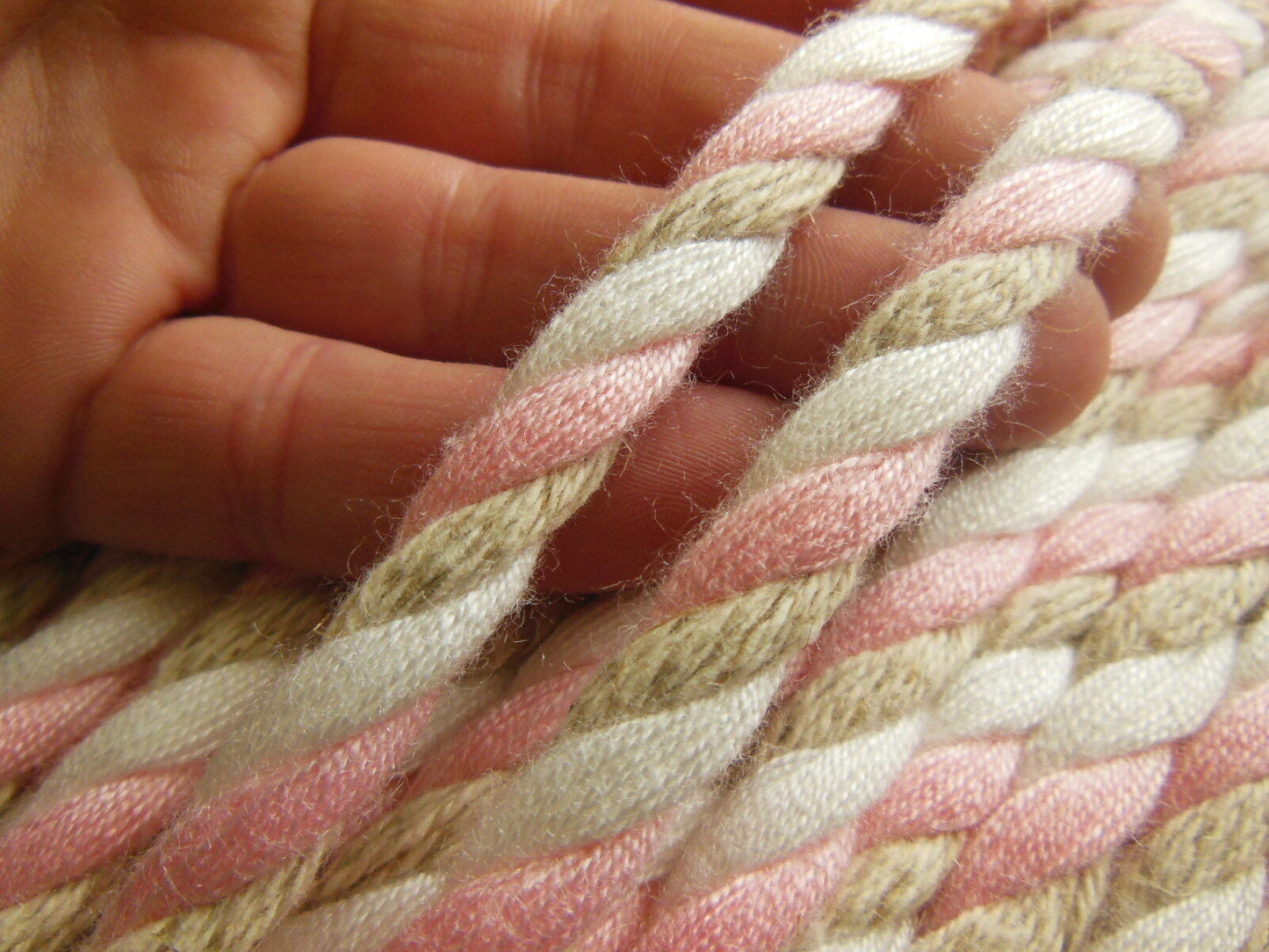 Cordon galon idéal embrase lin rose beige blanc 3 mètres sur 0,9 cm A2