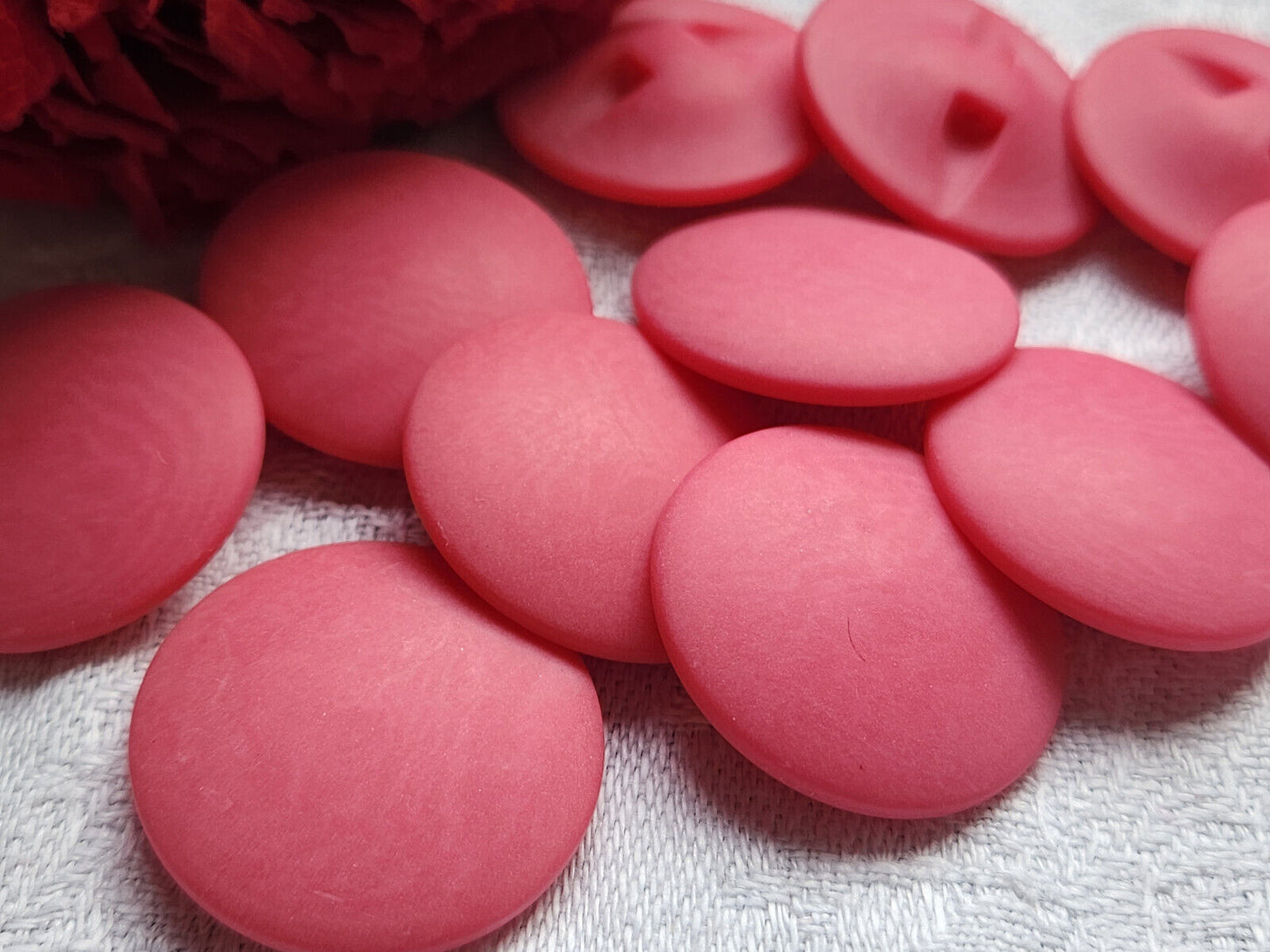 lot 5 boutons gros vintage rose veiné mat foncé pied 2,5 cm ref 4823