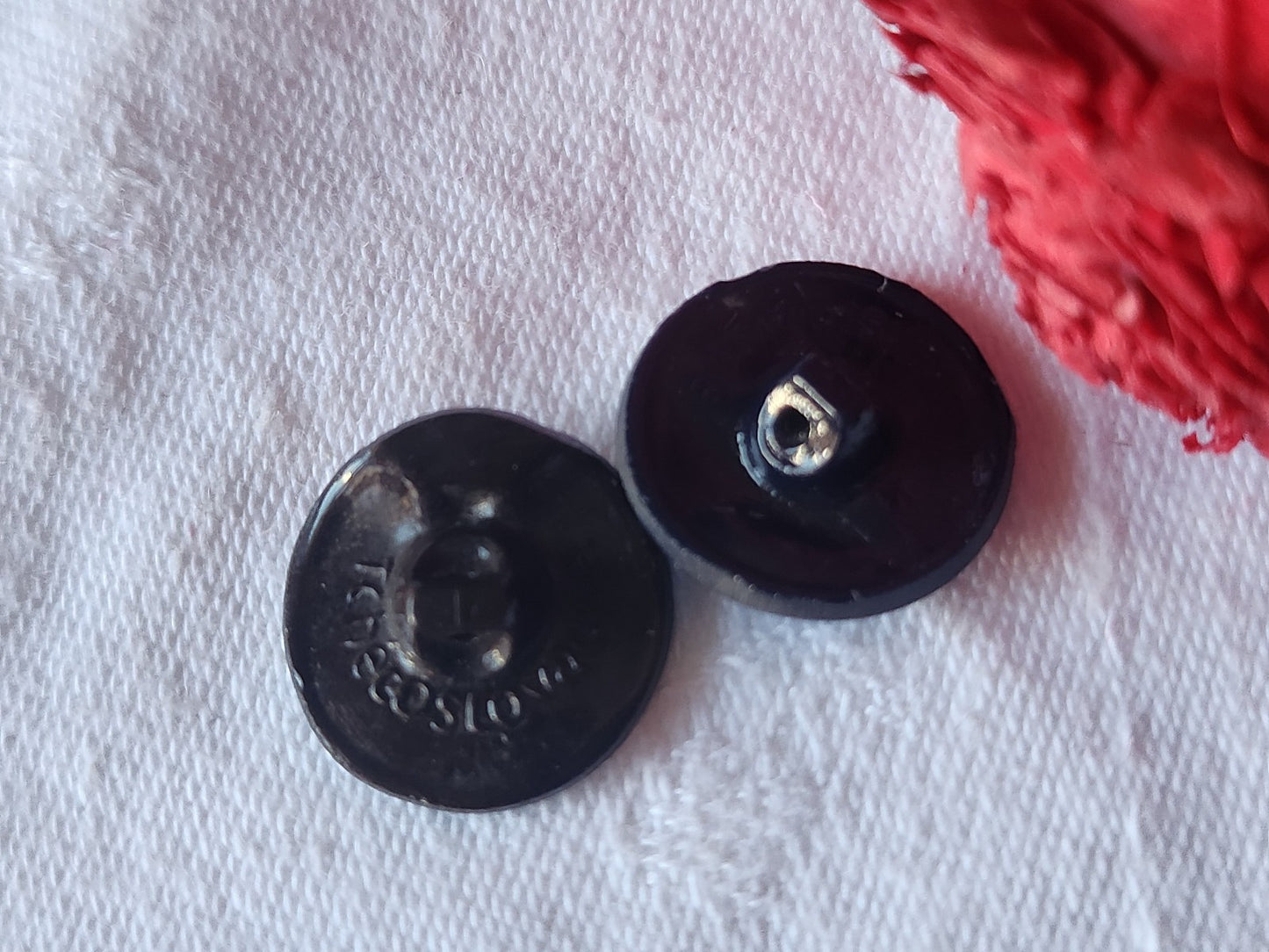 Duo boutons anciens en verre motif bleu marron 1,8 cm D11F