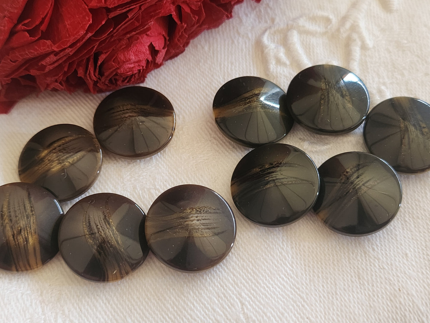 Lot 10 boutons vintage scintillants 2 series pied 1,8 cm ref 837