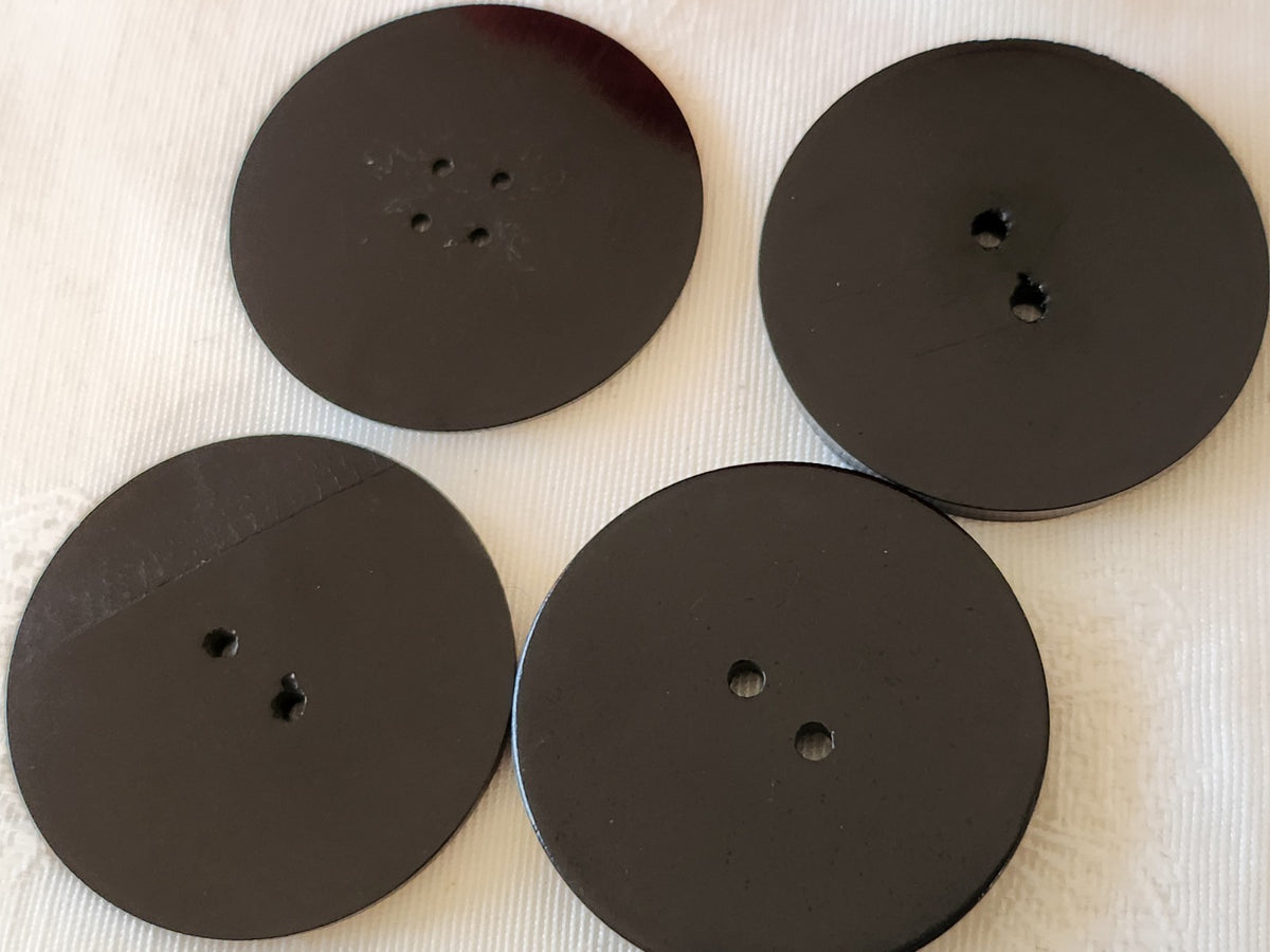Lot 4 gros boutons anciens art deco noir 3,5 cm ref 6676