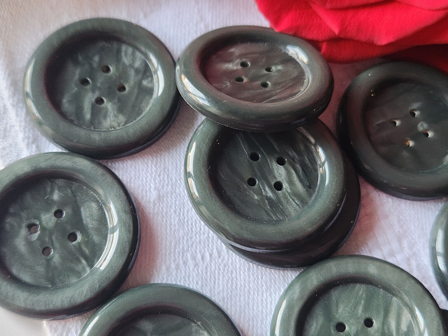 Lot 5 gros boutons vintage gris 3 cm marbré trou ref 2070