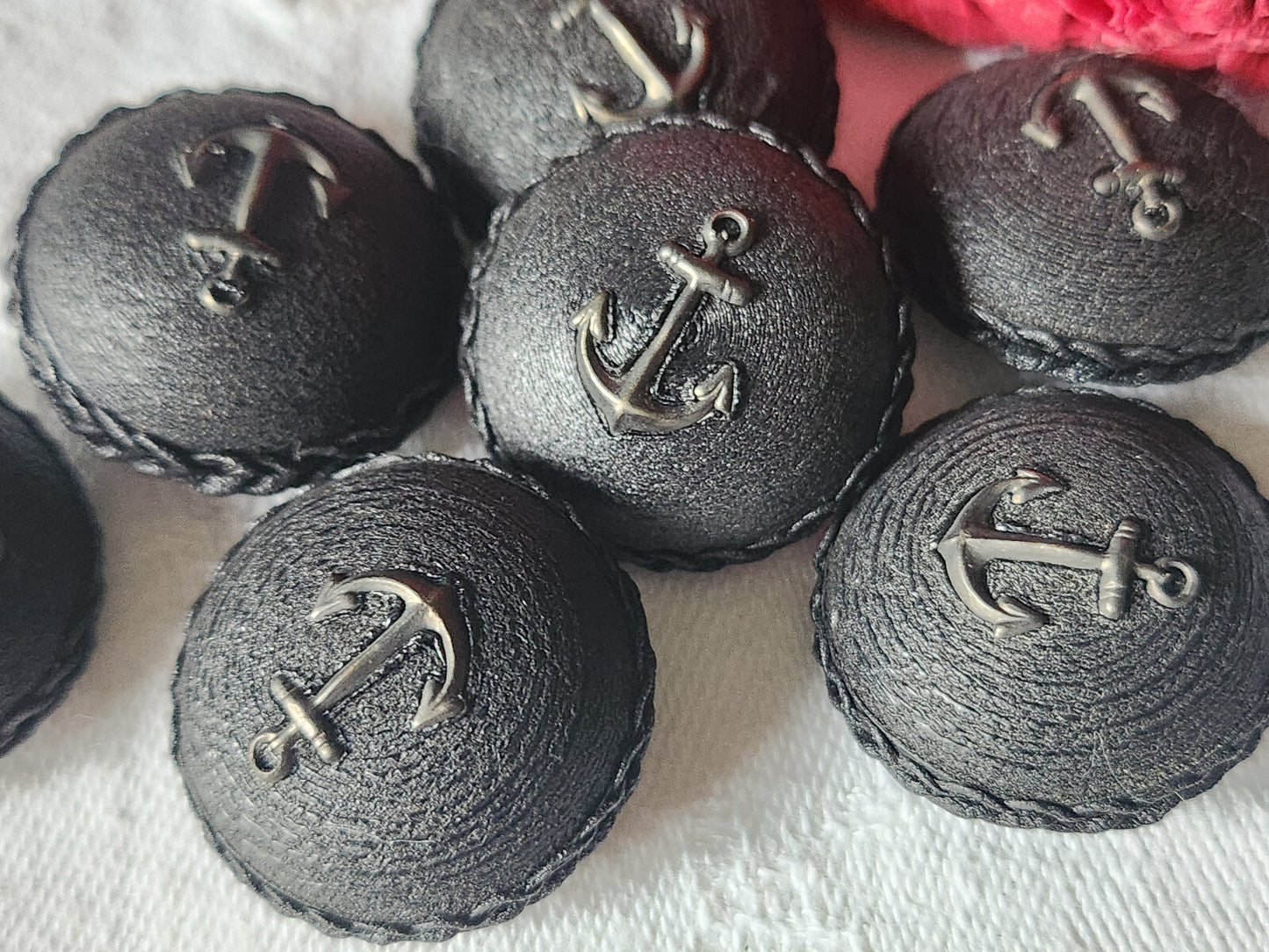 Lot 7 gros boutons vintage bombé ancre de marine superbe 2,5 cm ref 1603