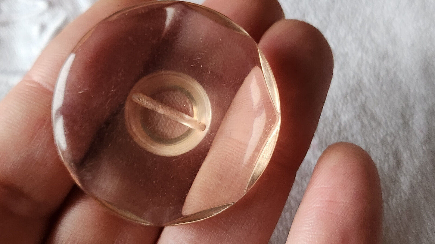 Enorme bouton vintage rose épais effet plexis pied veste 4 cm ref 2282