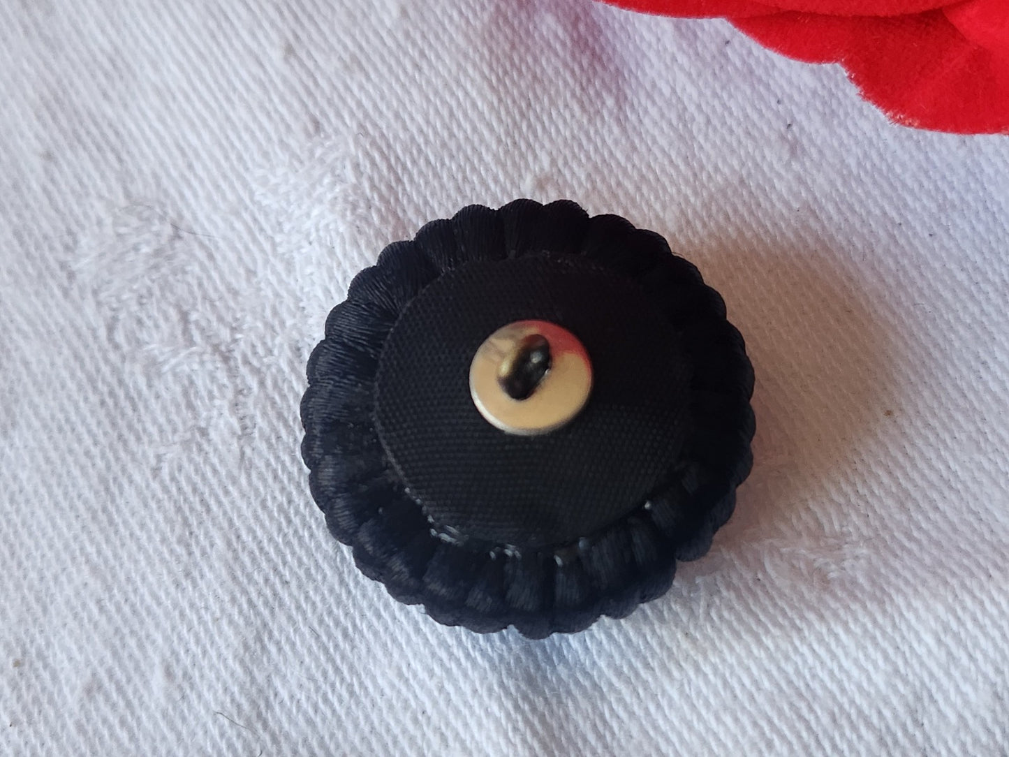 Superbe bouton ancien passementerie perlé noir vintage couturier 2,6 cm ref 497