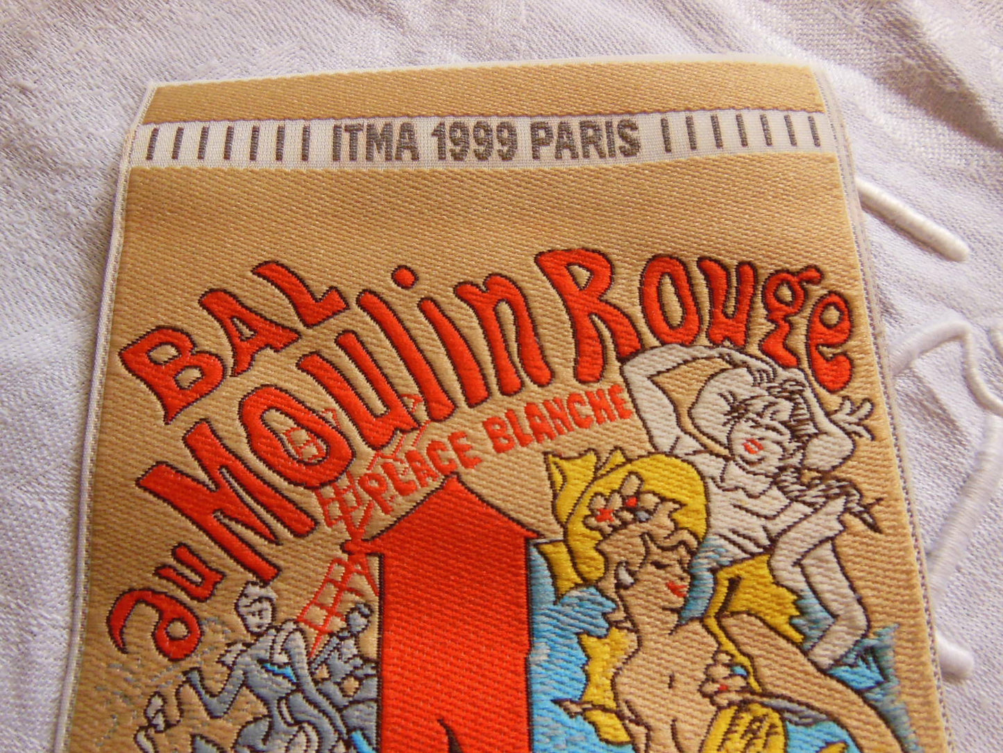 Customisation mercerie ornement tissu patch grand moulin rouge 22 cm T1-2