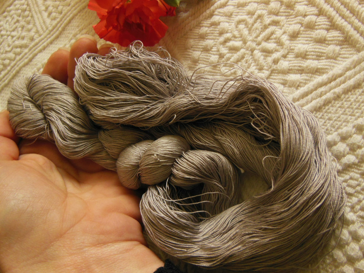 Gros écheveau ancien coton fil gris pour broderie 34 grammes jolie couleur B7