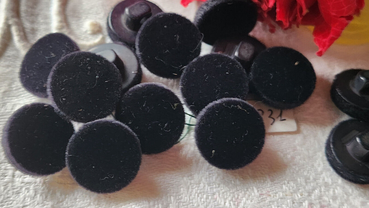 lot 14 boutons vintage doudou noir à pied passementerie 1,4 cm ref 3051