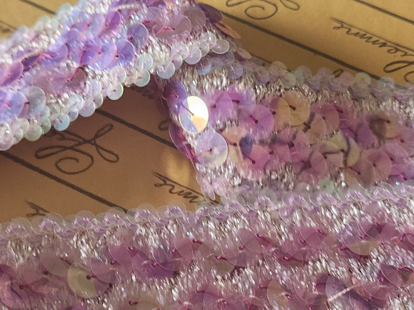 Superbe galon vintage trés large sequin mordoré 3 mètres sur 4 cm rare B7