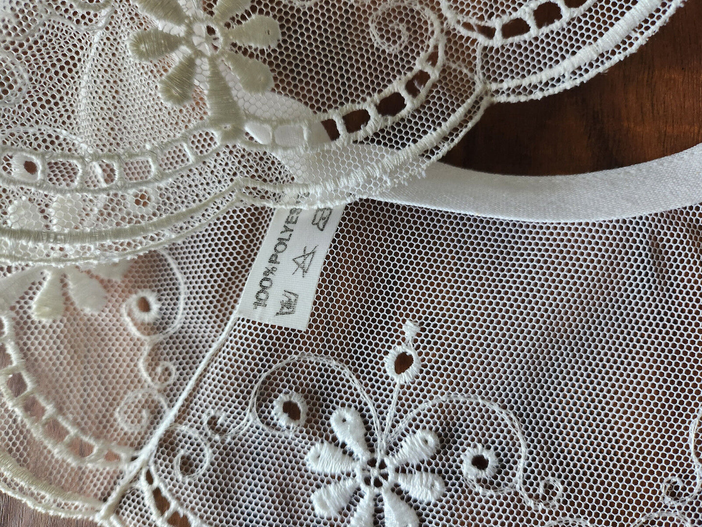 Ancien col en dentelle style tulle superbe blanc vintage B7-58