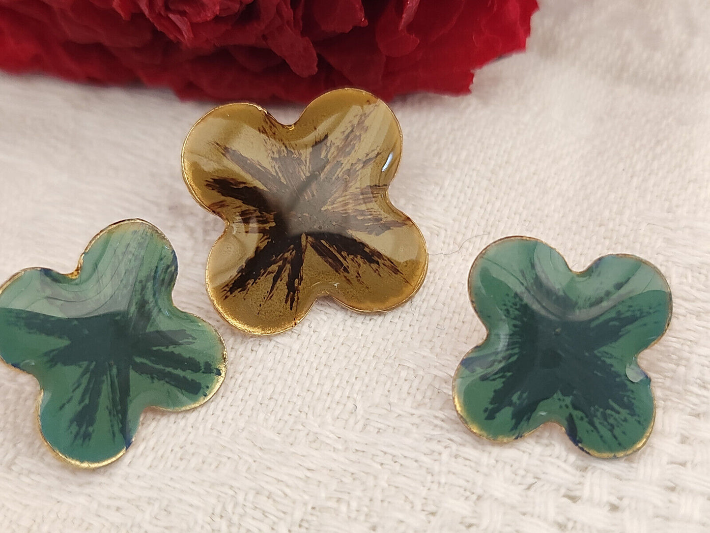 Trio boutons vintage en métal jolis 1,5 et 1,3 cm G16D