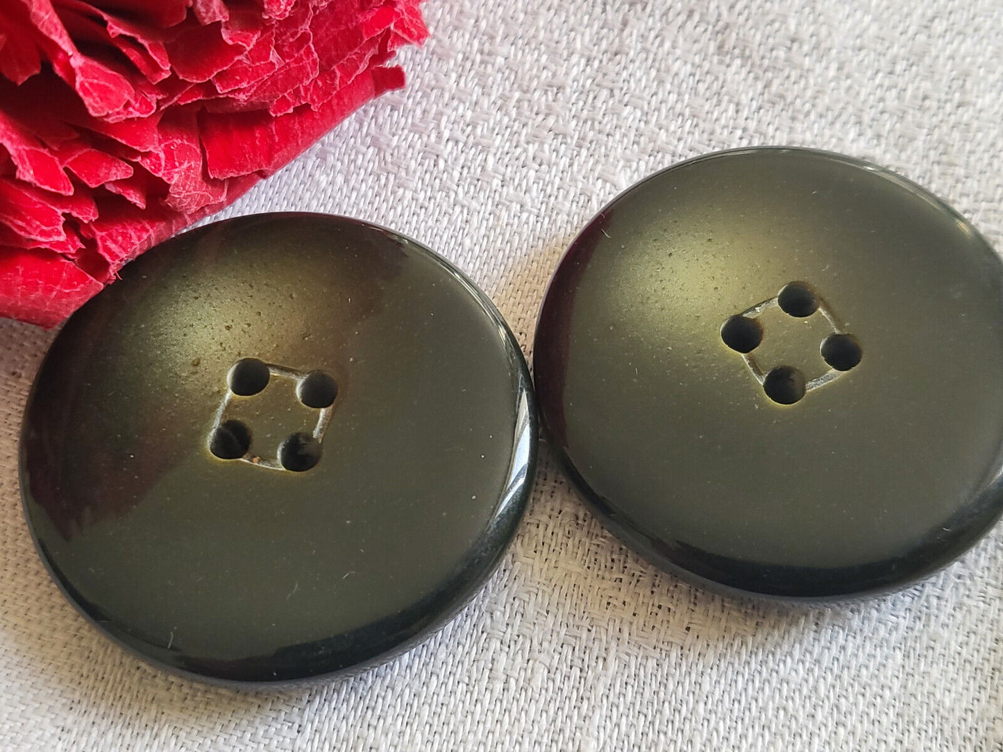 Duo gros boutons vintage vert pour veste gilet 3,4 cm ref 3116