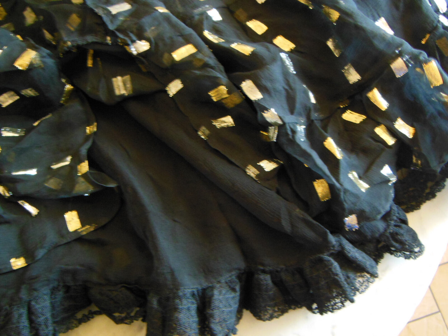Pur vintage jupon réversible voilage noir année 60/70 petite taille 36 B1