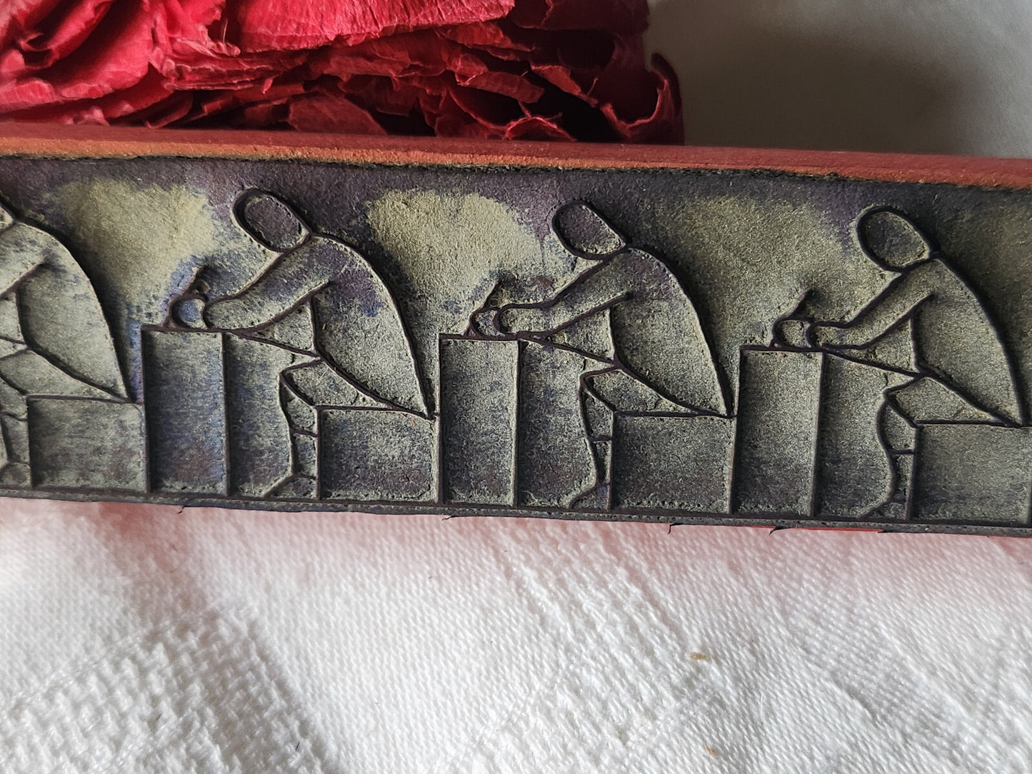 Tampon ancien frise idéale broderie ecriture pupitre collection 16 cm n°53
