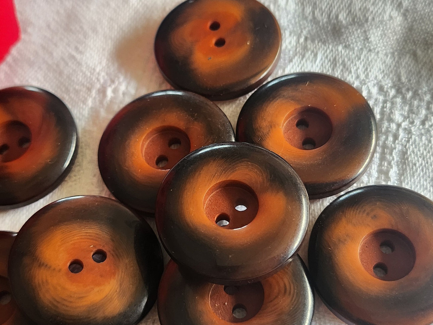 Lot 10 gros boutons vintage marron roux 2,5 cm ref 2757