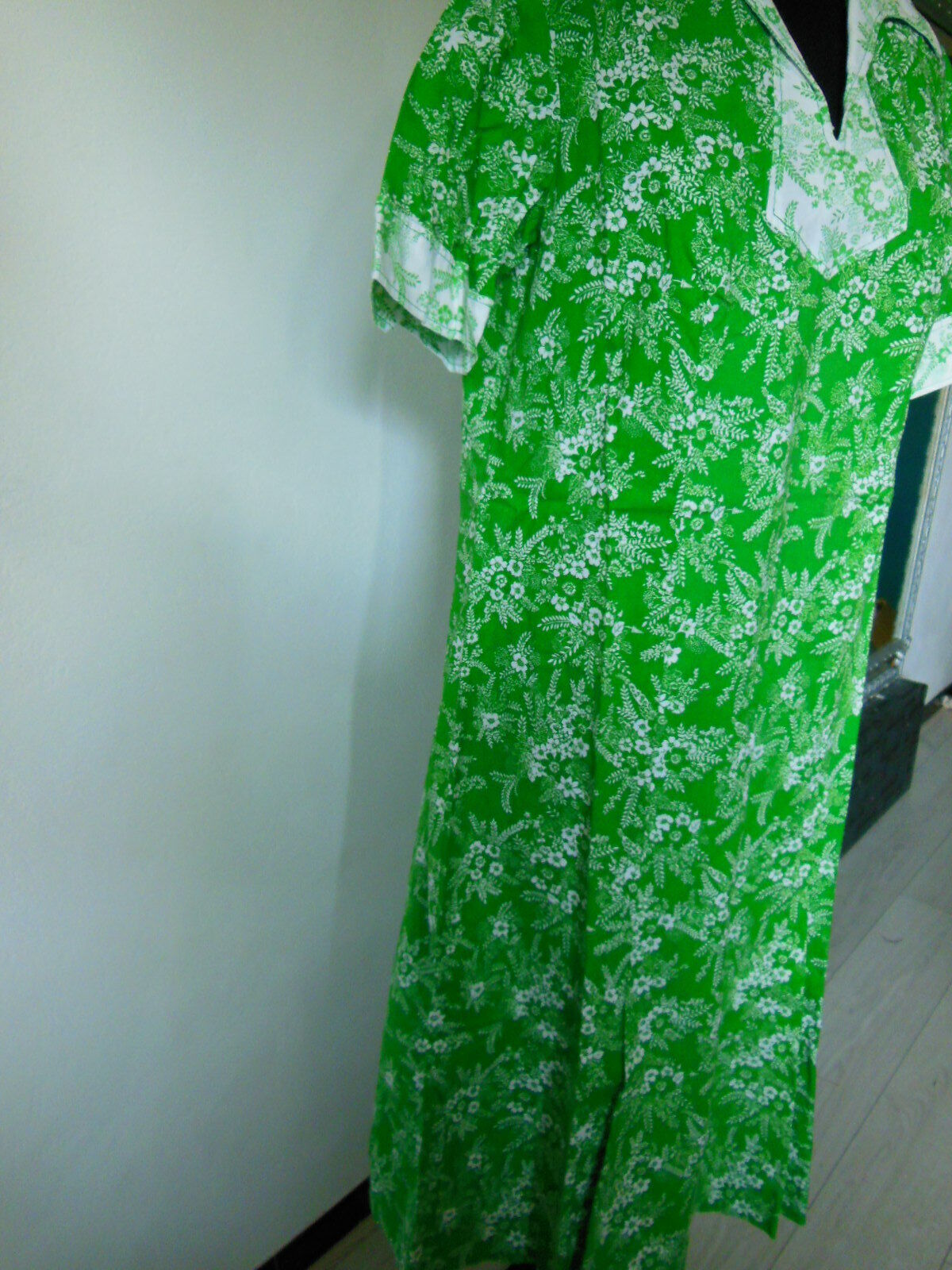 Pur vintage robe ancienne coton imprimé fleur 40 ? B5