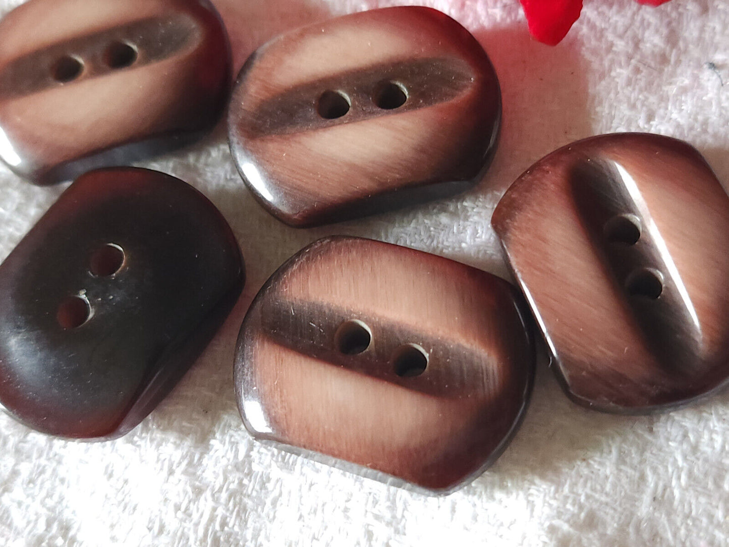 Lot 5 boutons vintage marron rosé 2 sur 2,6 cm ref 1126