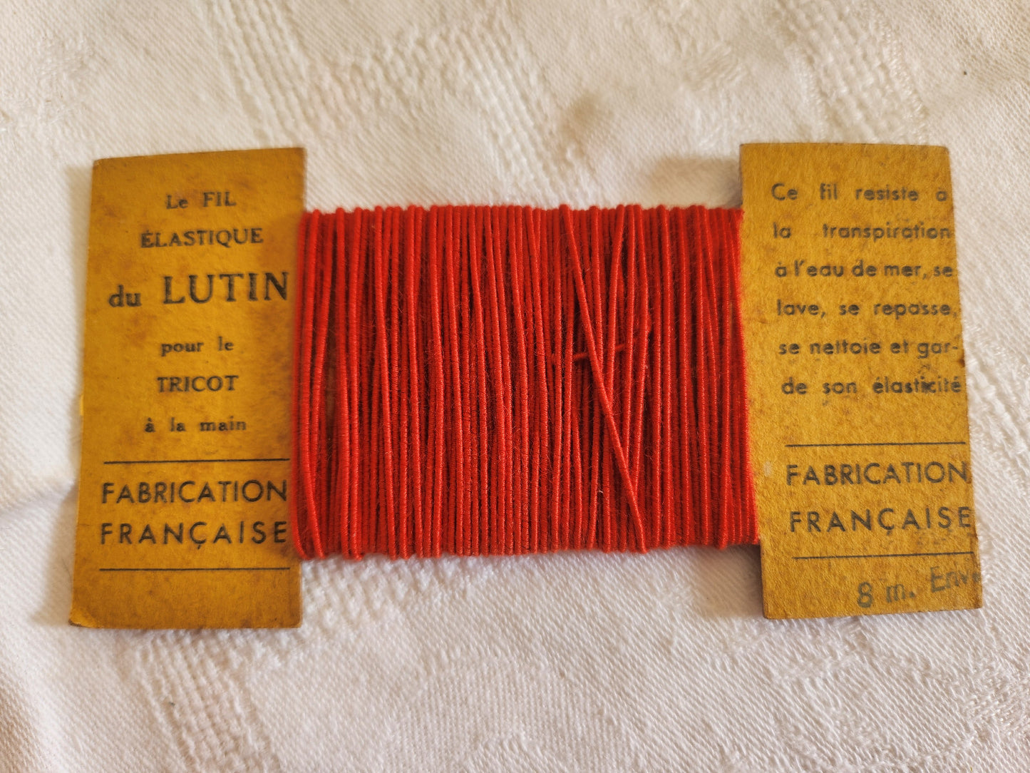 Collection mercerie ancienne carte fil lutin elastqiue rouge T3