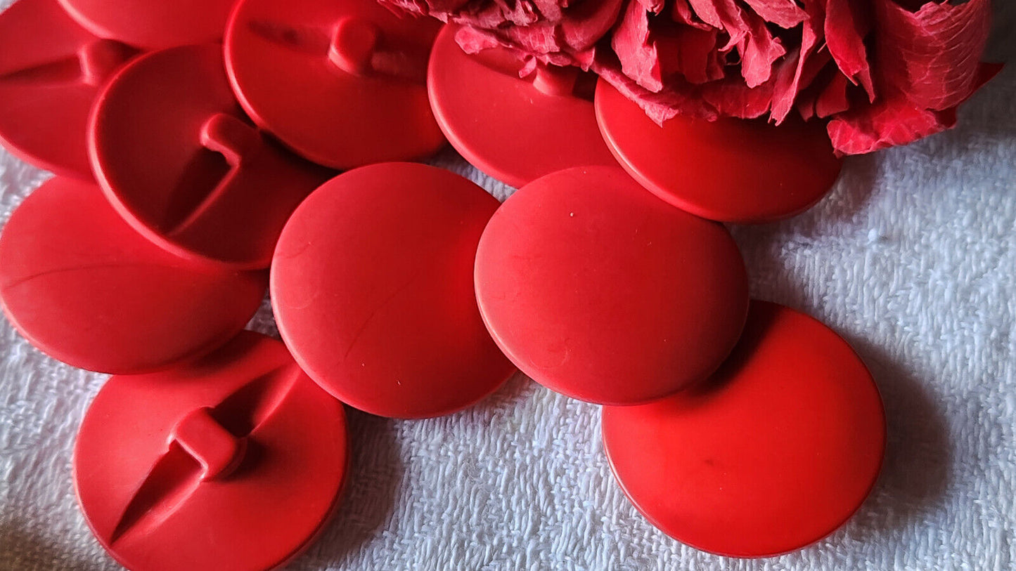 Lot 6 boutons vintage rouge mat à pied 2,4 cm lisse ref 351