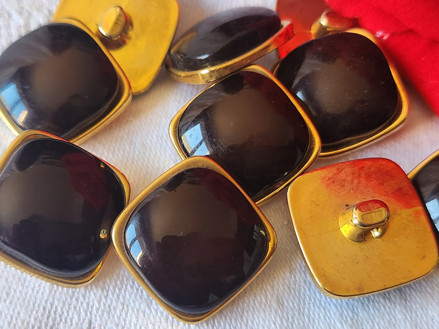 Lot 8 boutons vintage marron doré acrylique pied 1,9 cm ref 2539