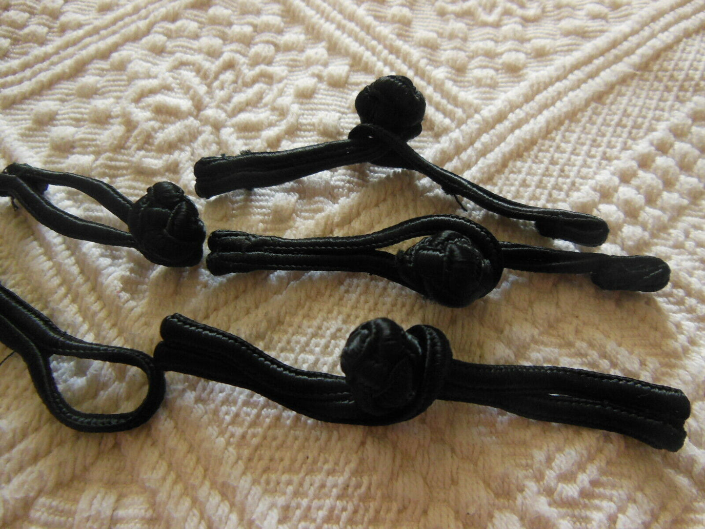 Lot 3 fermoirs brandebourgs noir tissu couture création bijoux sac pochette T17