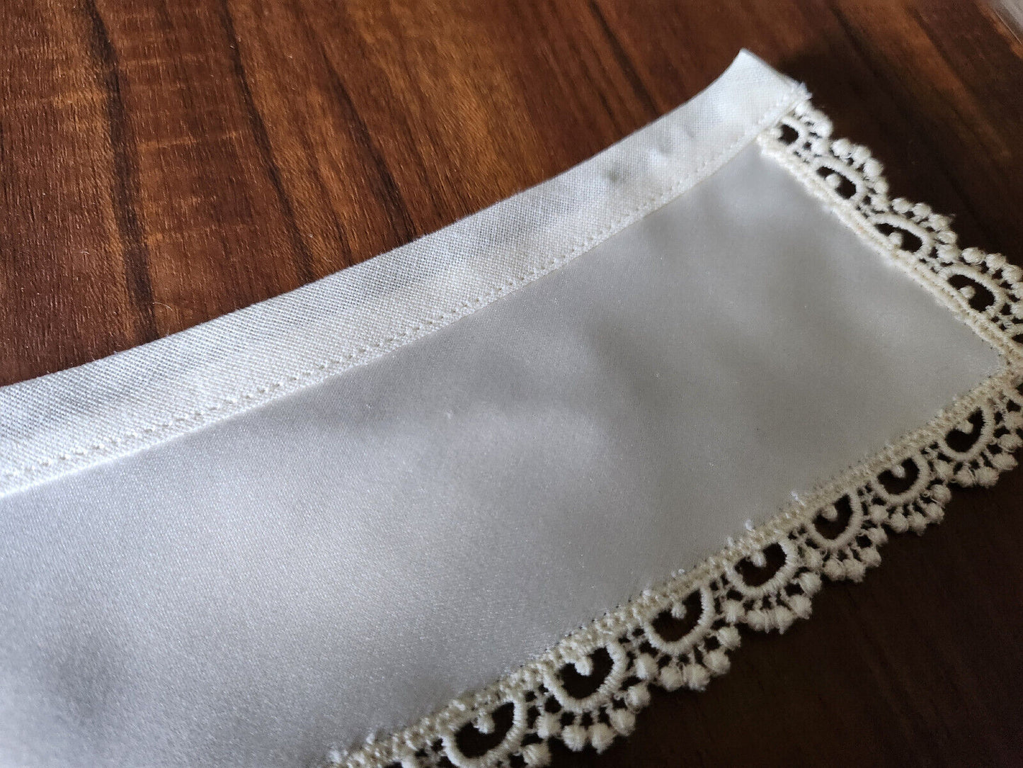 Ancien col tissu satiné dentelle vintage B7-71