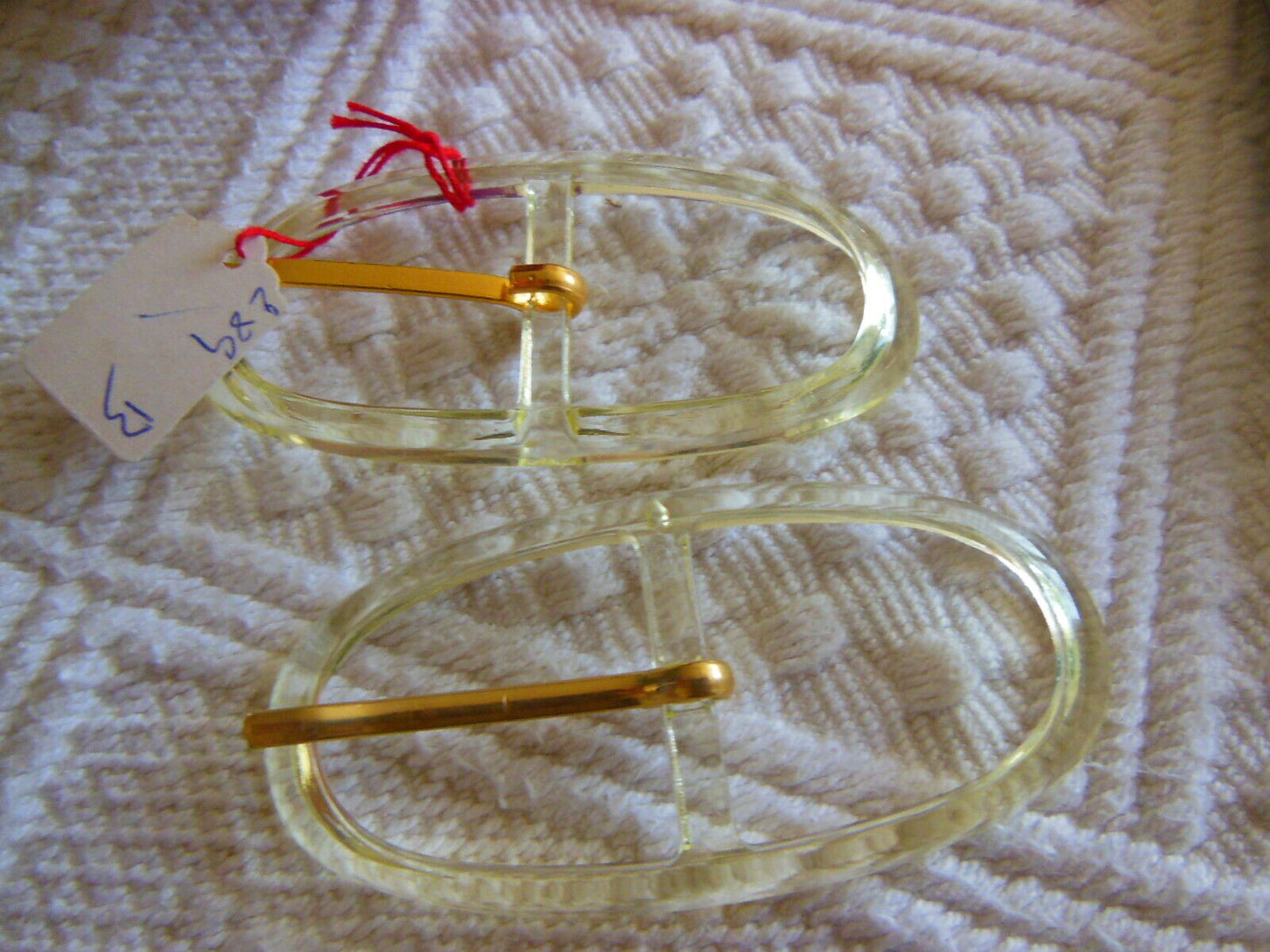 Boucle de ceinture jaune transparente vintage 7,2 sur 3,3 cm ME1