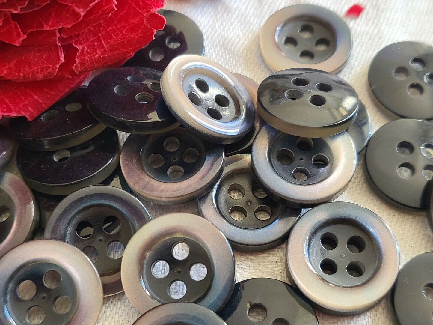 Lot 17 petits boutons vintage gris mordoré bleu rosé petits 1,4 cm ref 3253