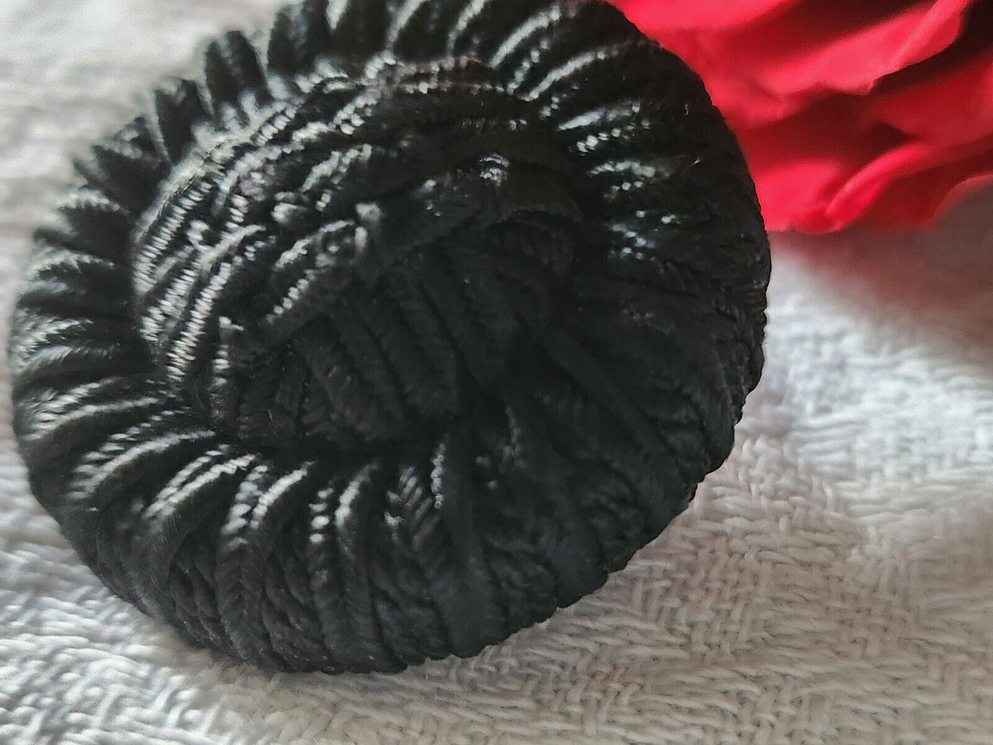 Gros bouton ancien en passementerie noir superbe finition 3,3 cm ref TA