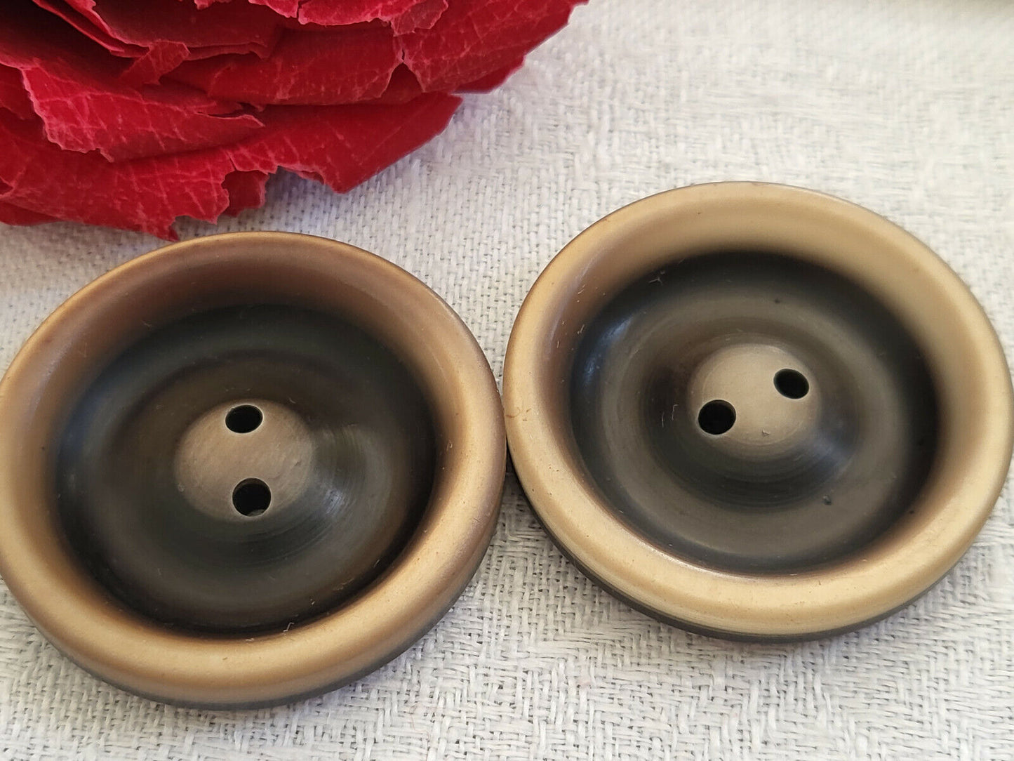 Duo gros boutons anciens marron noir vintage veste 3,6 cm ref 3222