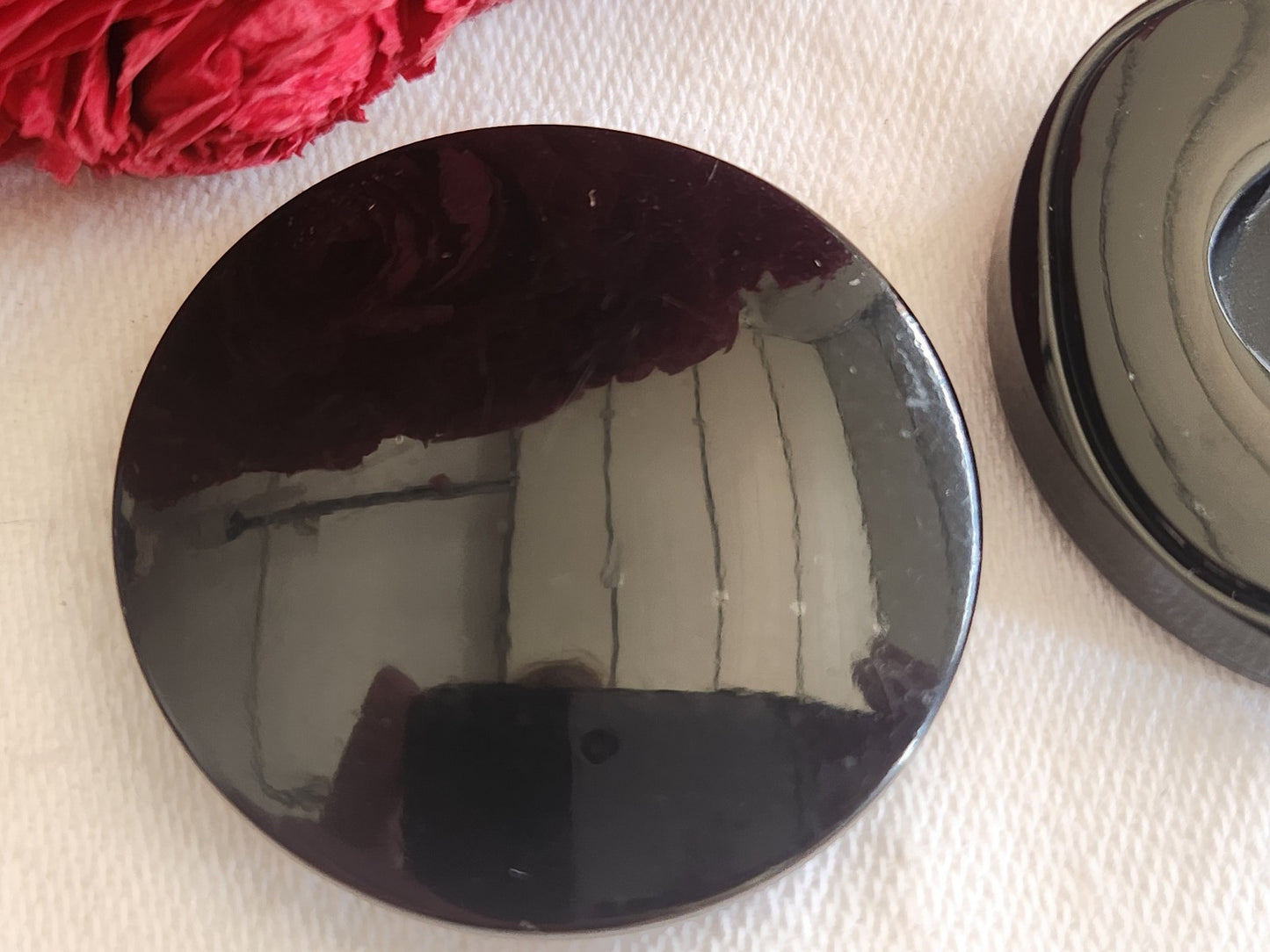 Duo gros boutons vintage noir lumineux 3,5 cm ref 863