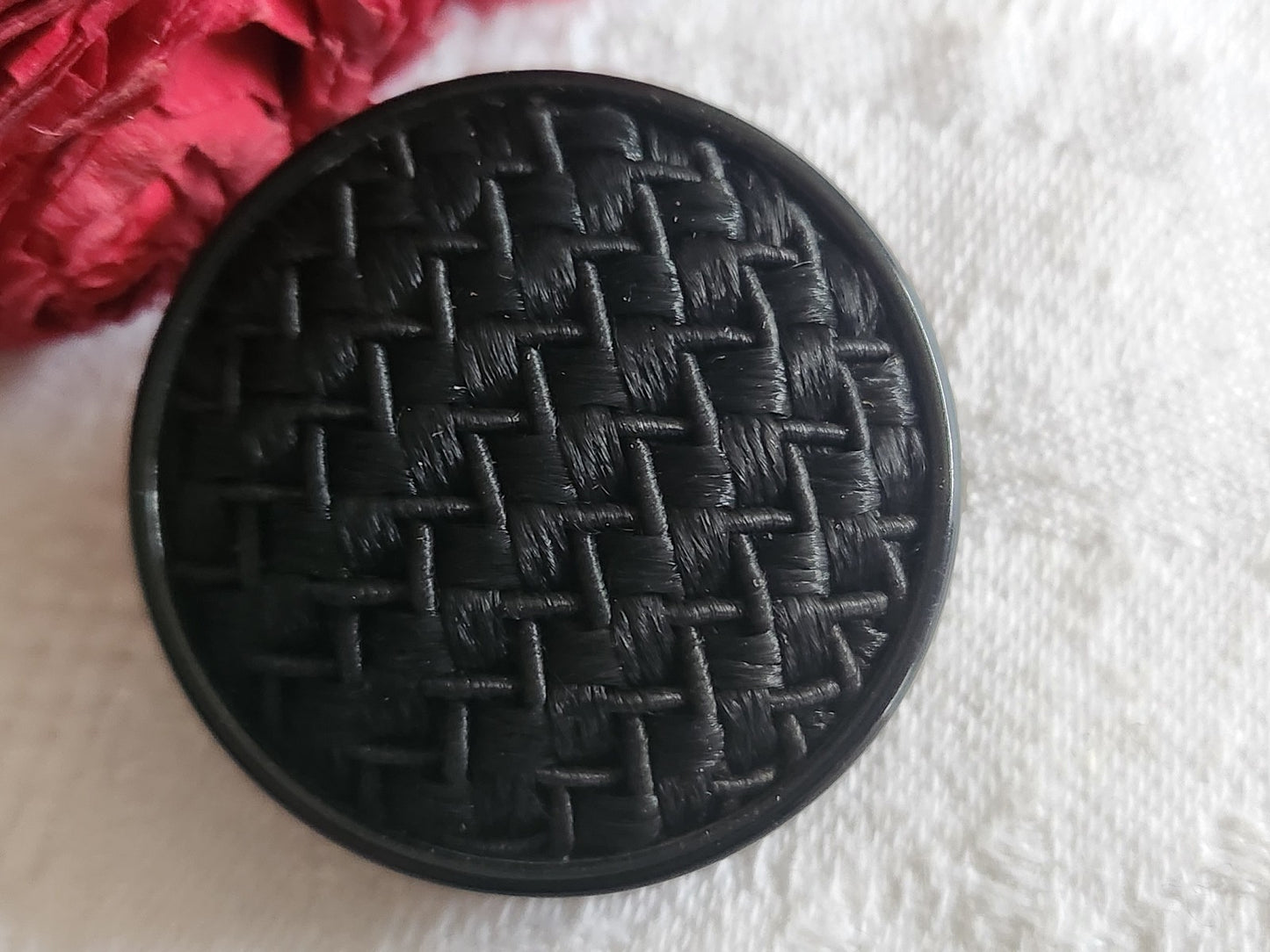 Gros bouton ancien en passementerie noir superbe 3,5 cm ref 6083