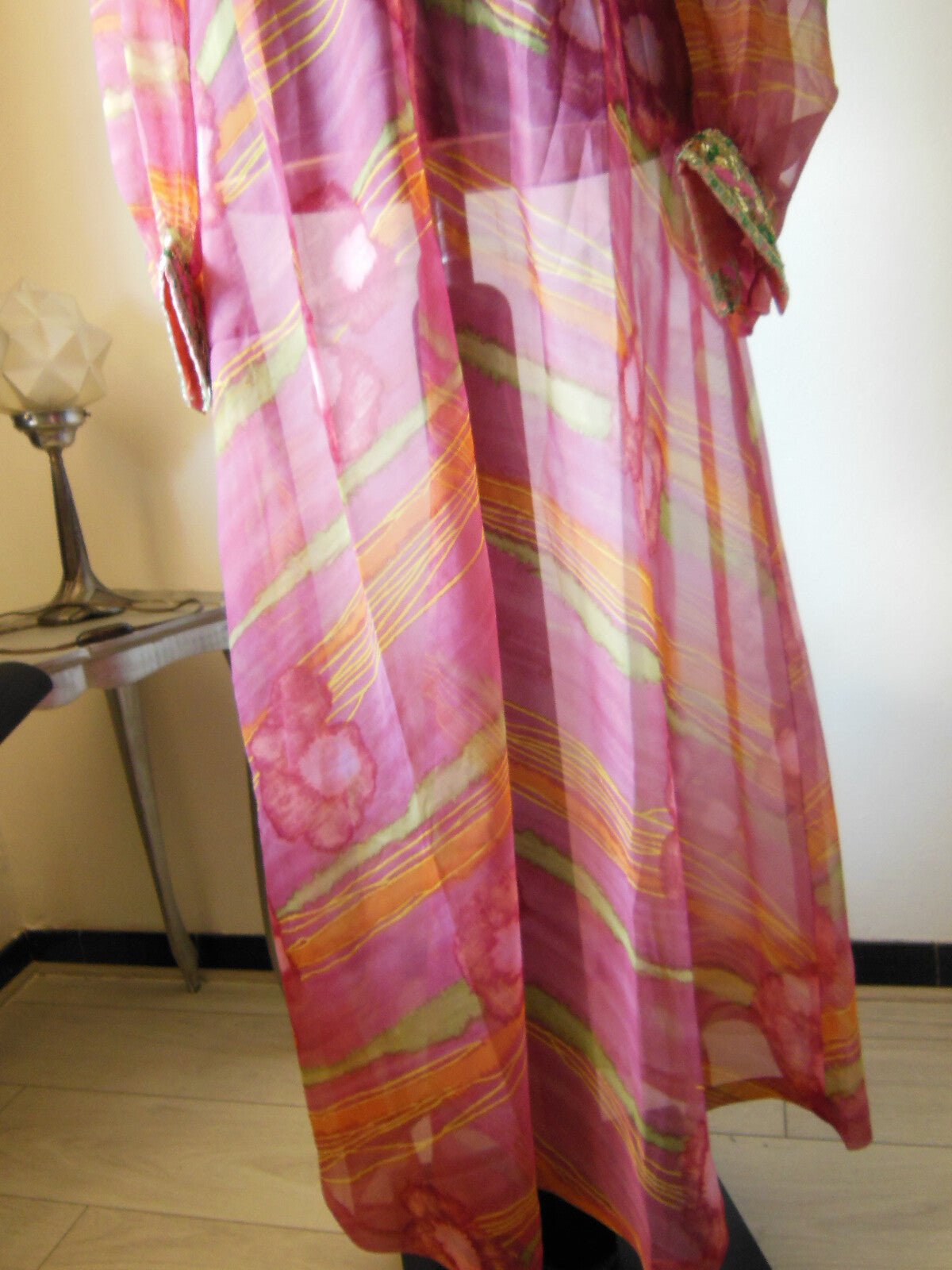 Pur vintage robe longue de plage paillette broderie main taille 36 / 38 ? B1