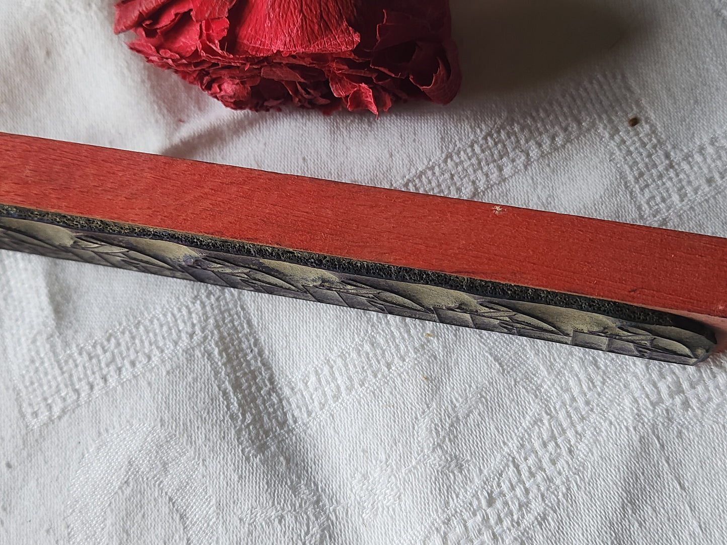 Tampon ancien frise idéale broderie ecriture pupitre collection 16 cm n°53