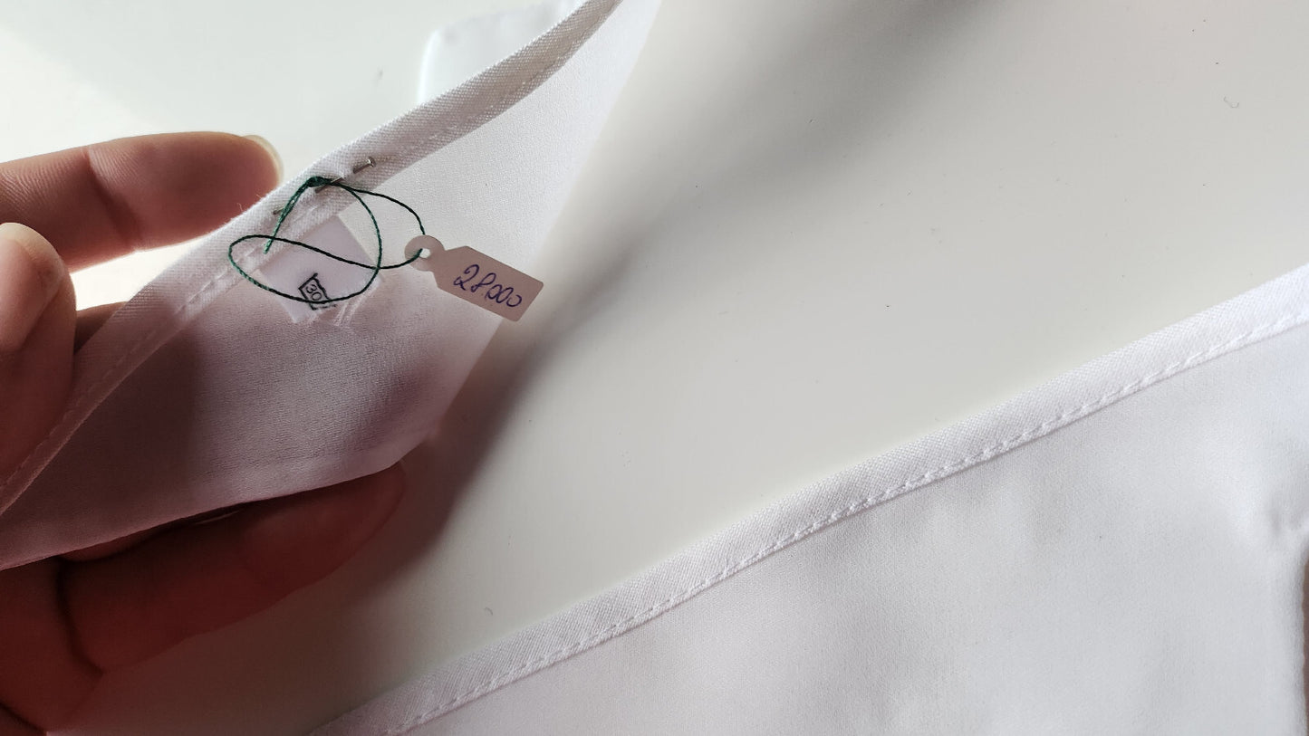 Trés grand col ancien style organza blanc vintage B1-31