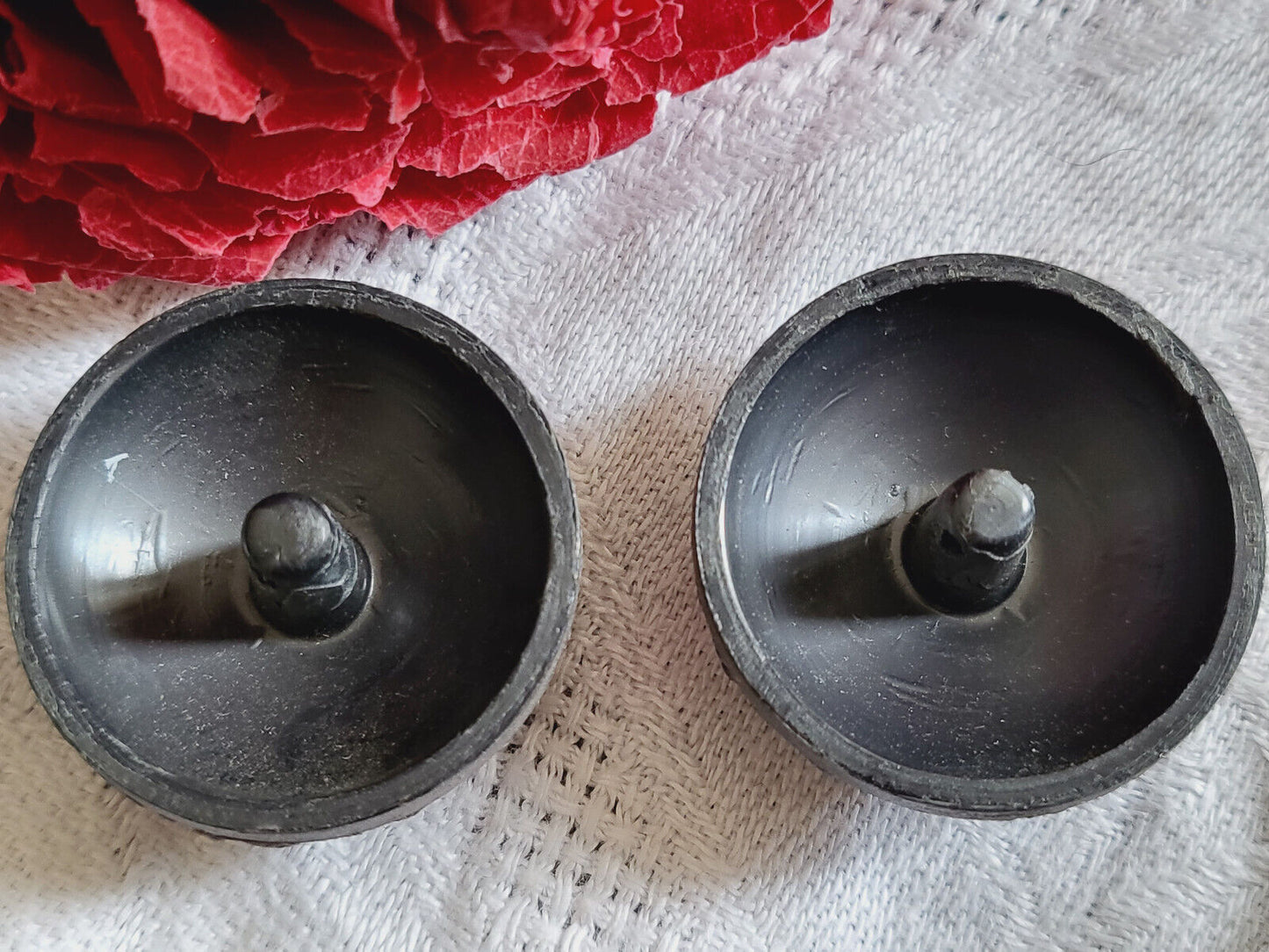 Duo boutons vintage passementerie gris bombé diamètre 2,6 cm D13O