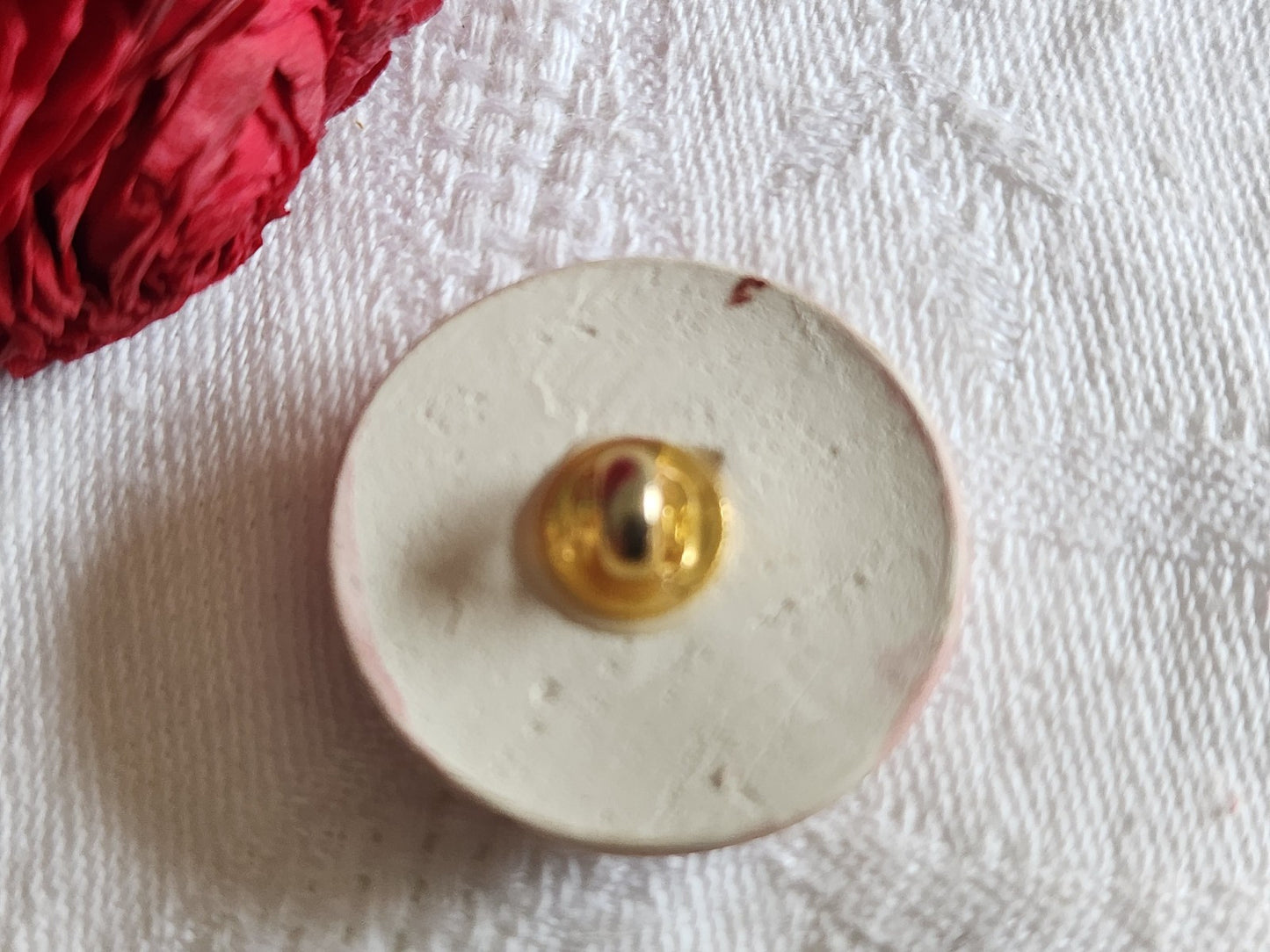 Gros bouton vintage céramique parurier haute couture 2,7 cm pied D14K