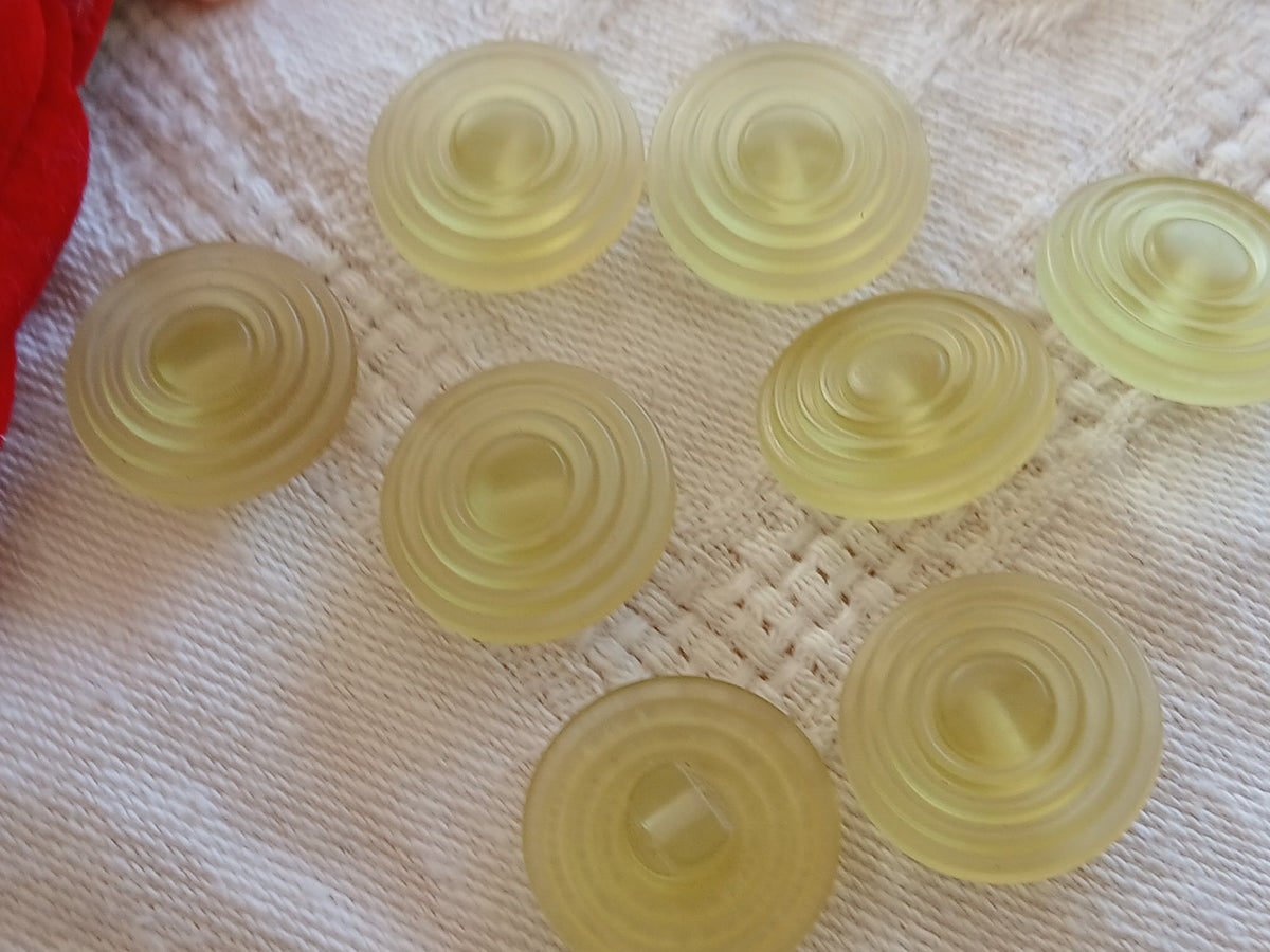 Lot 8 boutons vintage jaune mat spirale pied 1,7 cm 17 mm ref 6467